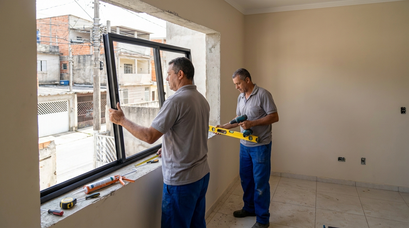 Esquadria de alumínio com vista para rua em Belém-PA