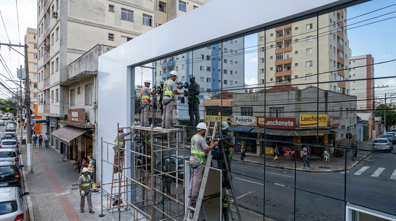 Fachada espelhada em esquina em Belém-PA